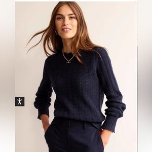Boden Pointelle Stitch Sweater Small Navy NWT